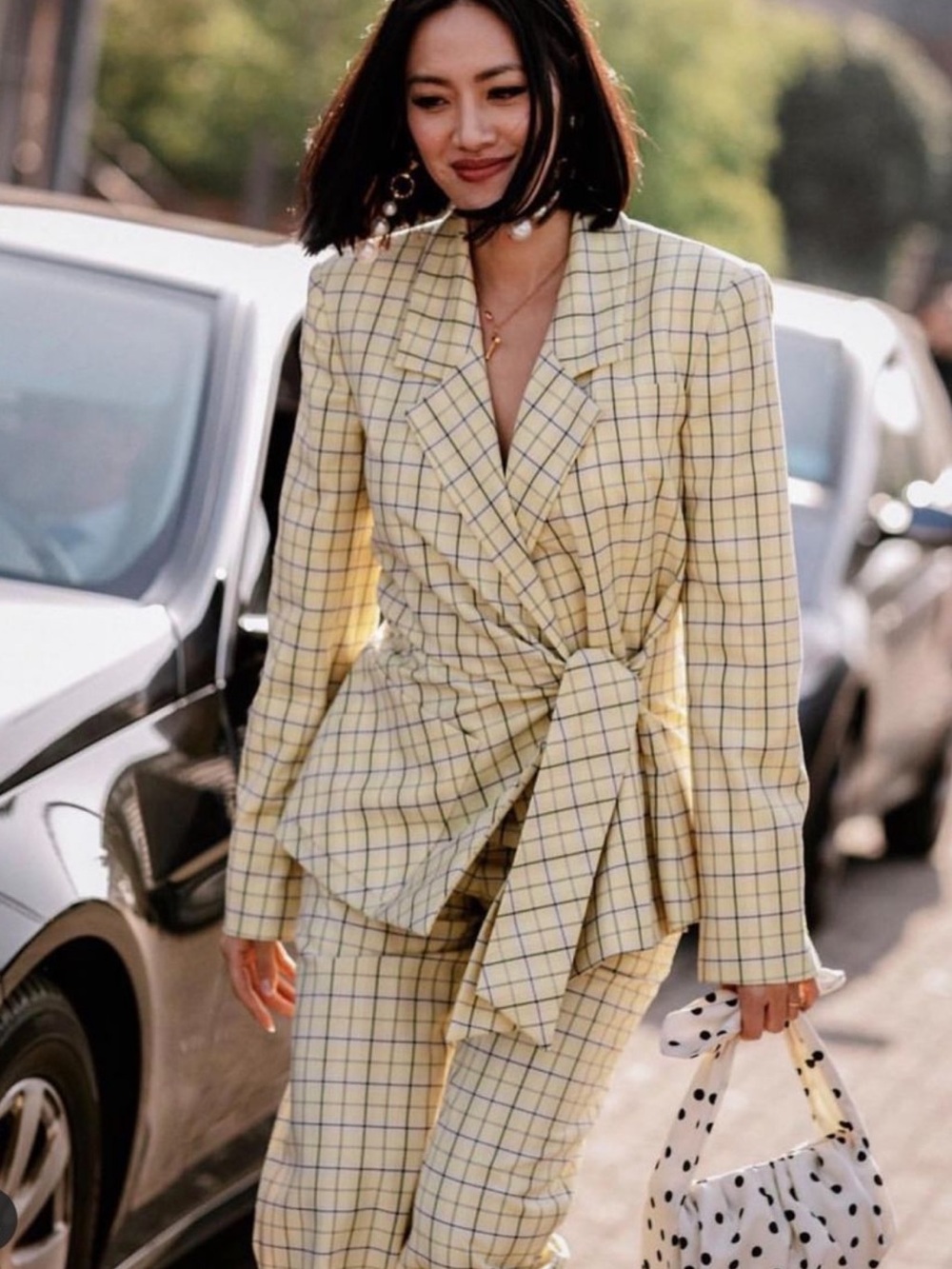 Tibi Yellow Butter Plaid Wrap Blazer & Tailored Pants Suit Set US 6 Fits 4 NEW